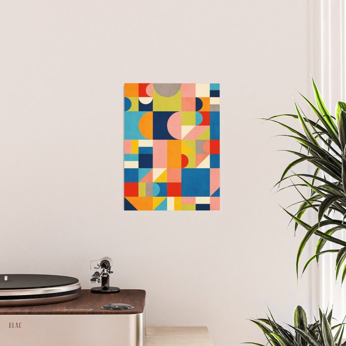 Bold Colorful Geometric Design Bright Vibrant Artwork Poster Gallery Image 2