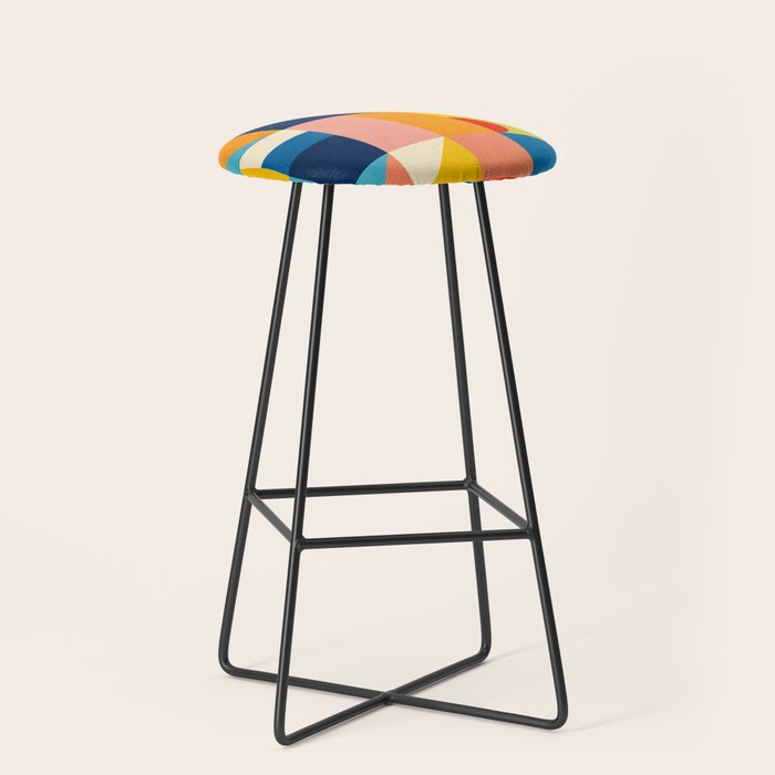 Bold Colorful Geometric Design Bright Vibrant Artwork Stool Gallery Image 1