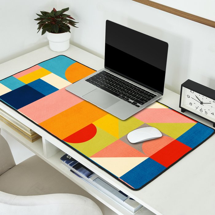 Bold Colorful Geometric Design Bright Vibrant Artwork Desk Mat Gallery Image 2
