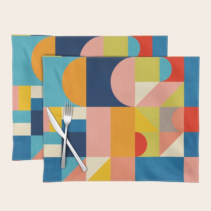 Bold Colorful Geometric Design Bright Vibrant Artwork Placemat Gallery Image 1