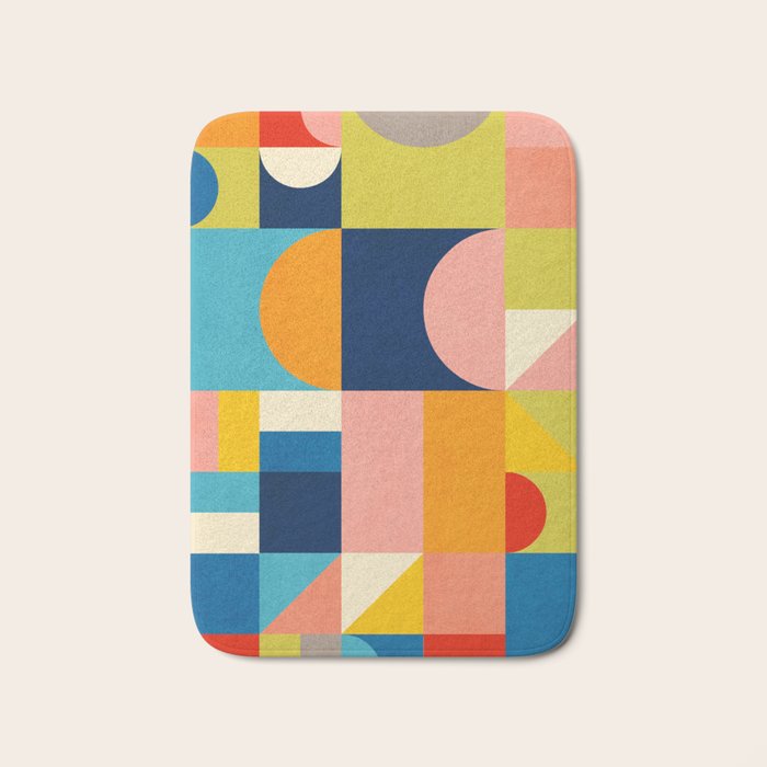 Bold Colorful Geometric Design Bright Vibrant Artwork Bath Mat Gallery Image 1