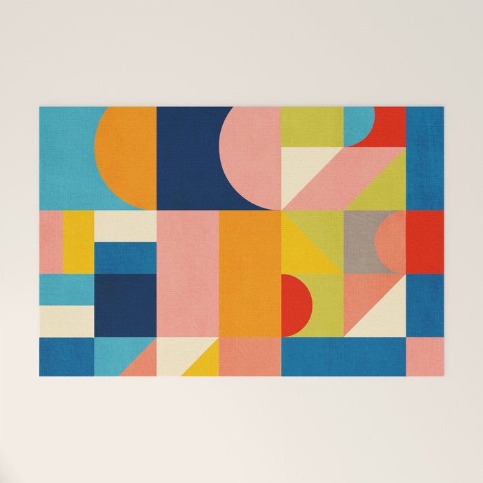 Bold Colorful Geometric Design Bright Vibrant Artwork Welcome Mat Gallery Image 1