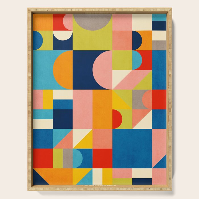 Bold Colorful Geometric Design Bright Vibrant Artwork Serving Tray Gallery Image 1