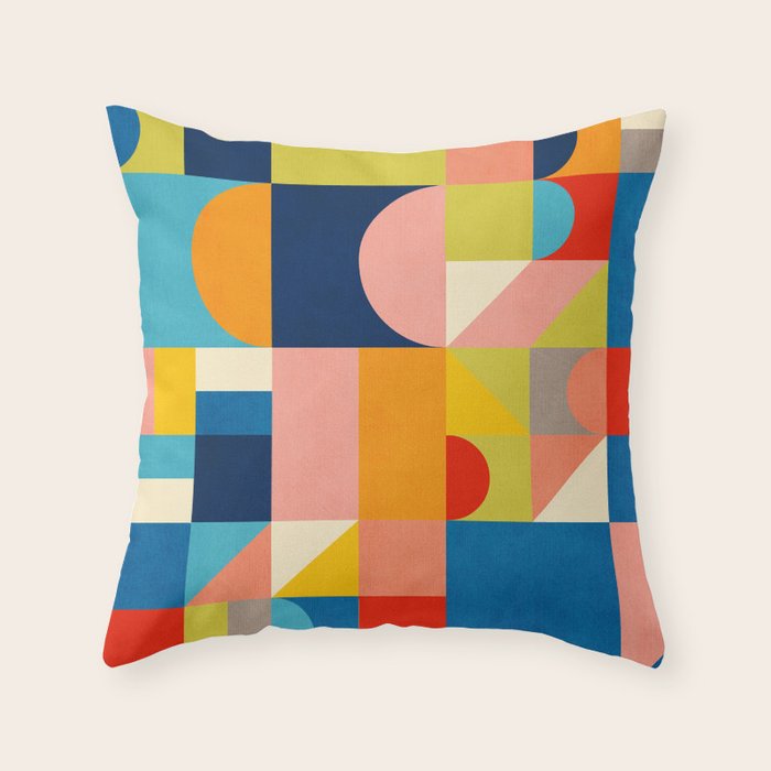 Bold Colorful Geometric Design Bright Vibrant Artwork Throw Pillow Gallery Image 1