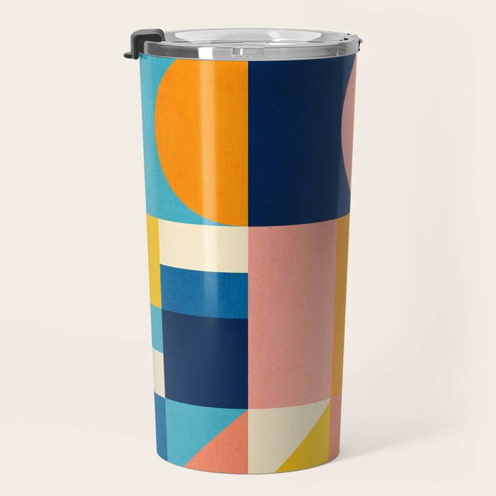 Bold Colorful Geometric Design Bright Vibrant Artwork Travel Mug Gallery Image 3