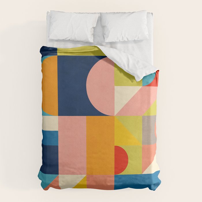 Bold Colorful Geometric Design Bright Vibrant Artwork Duvet Cover Gallery Image 1