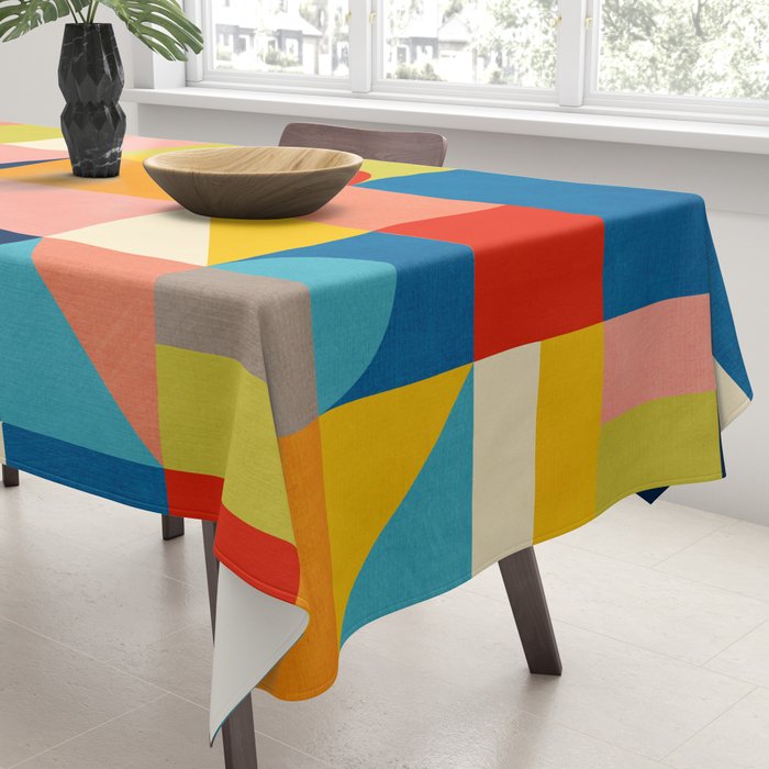 Bold Colorful Geometric Design Bright Vibrant Artwork Tablecloth Gallery Image 3