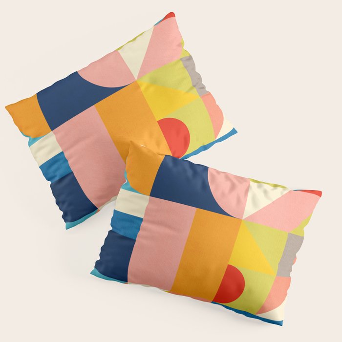 Bold Colorful Geometric Design Bright Vibrant Artwork Pillow Sham Gallery Image 3