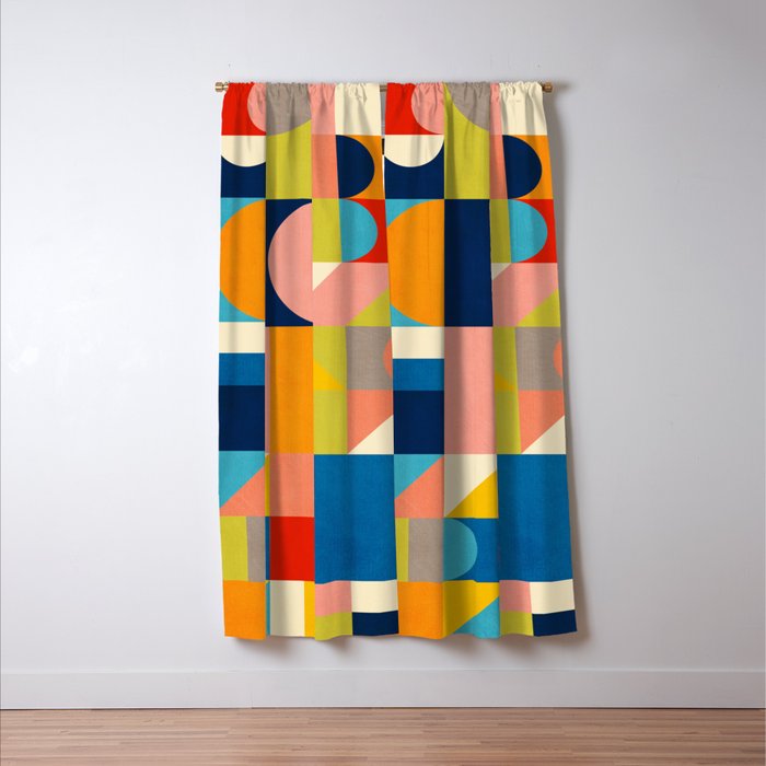 Bold Colorful Geometric Design Bright Vibrant Artwork Window Curtain Gallery Image 3