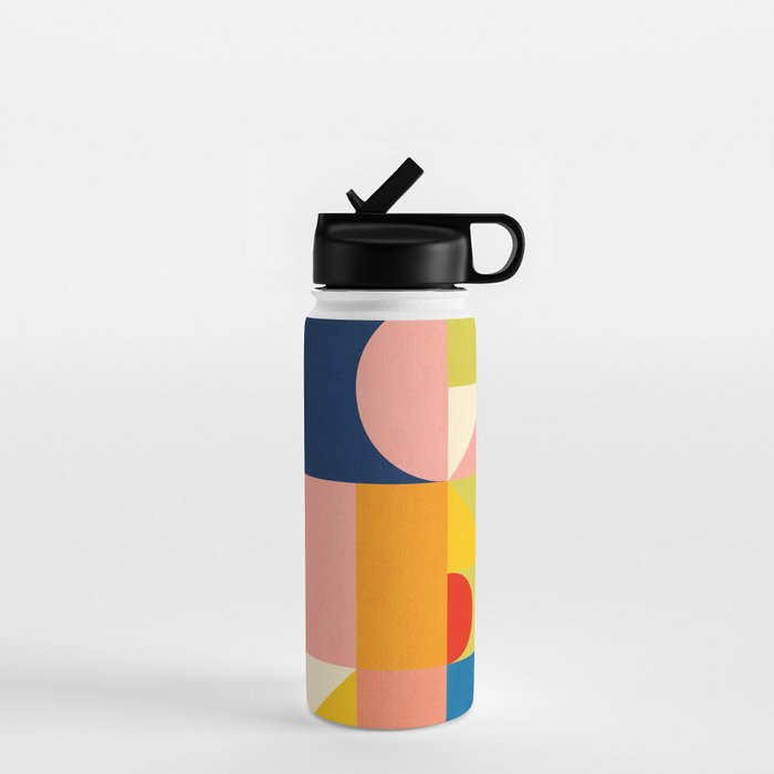 Bold Colorful Geometric Design Bright Vibrant Artwork Water Bottle Gallery Image 1