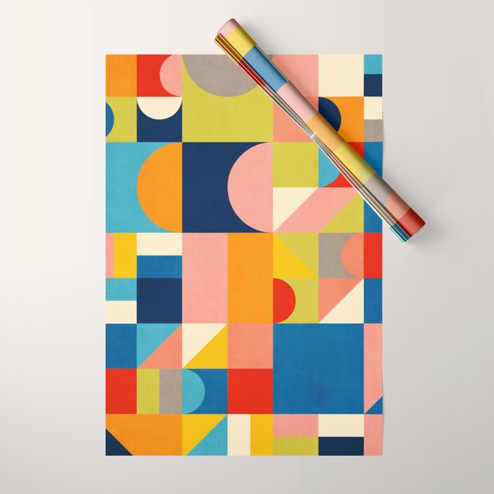 Bold Colorful Geometric Design Bright Vibrant Artwork Wrapping Paper Gallery Image 1