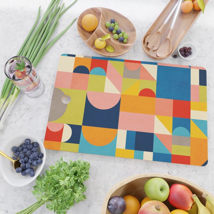 Bold Colorful Geometric Design Bright Vibrant Artwork Cutting Board Gallery Image 2