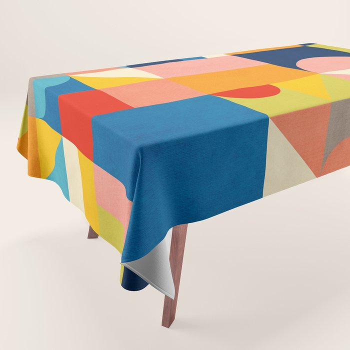 Bold Colorful Geometric Design Bright Vibrant Artwork Tablecloth Gallery Image 1