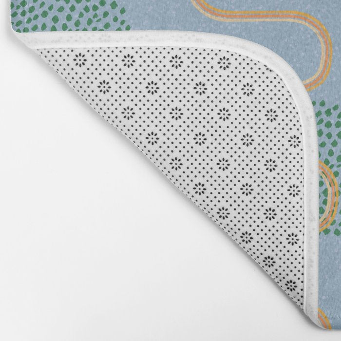 Abstract Fields in Blue-Grey & Green Bath Mat Gallery Image 2