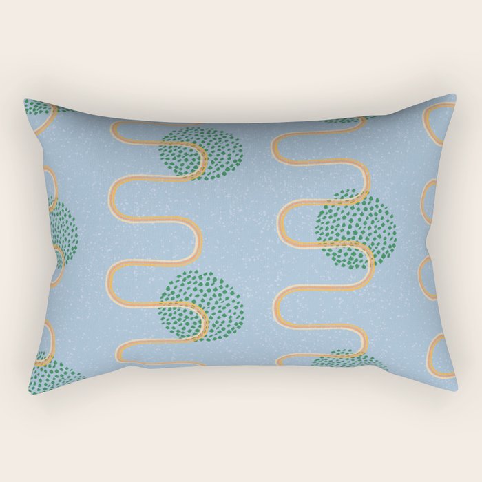 Abstract Fields in Blue-Grey & Green Rectangular Pillow Gallery Image 1