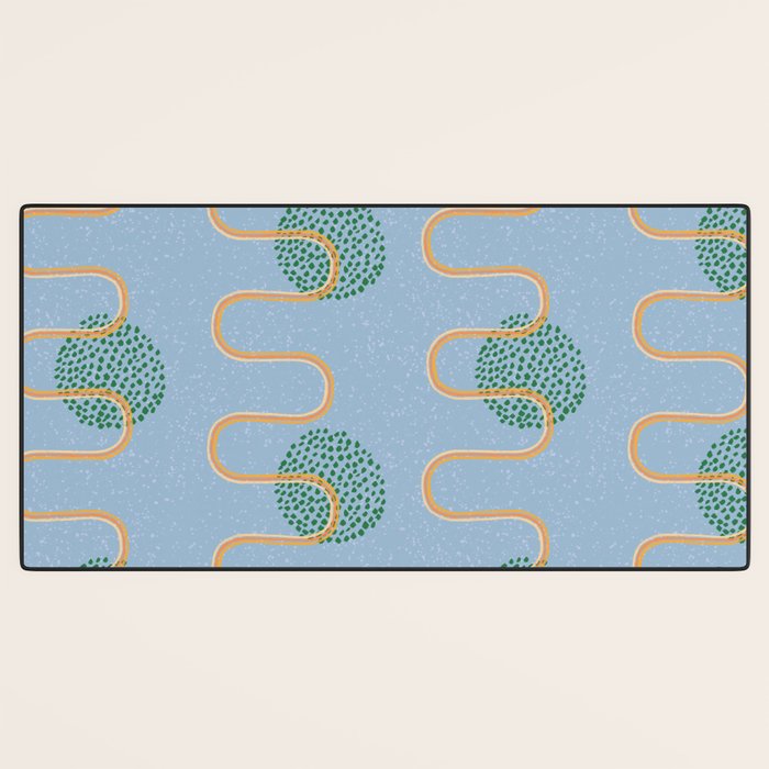 Abstract Fields in Blue-Grey & Green Desk Mat Gallery Image 3