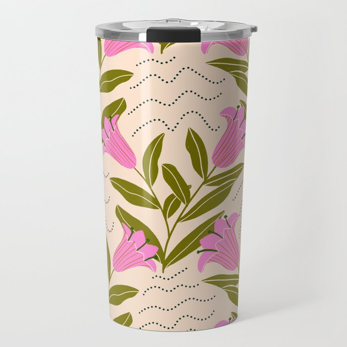 Tulip - Floral Pattern  Travel Mug Gallery Image 1