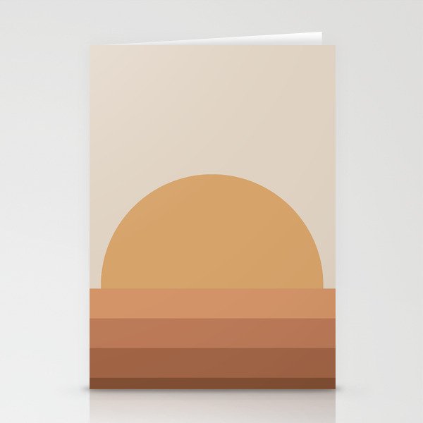 Minimal Retro Sunset Sunrise - Neutral Desert Orange Stationery Card Gallery Image 1