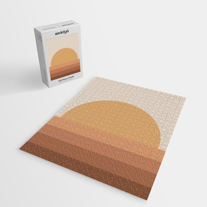 Minimal Retro Sunset Sunrise - Neutral Desert Orange Jigsaw Puzzle Gallery Image 2