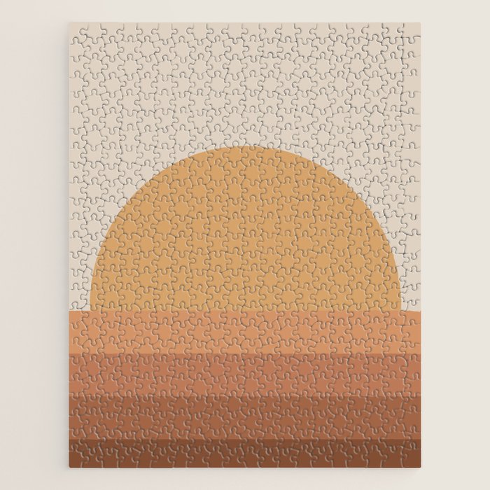 Minimal Retro Sunset Sunrise - Neutral Desert Orange Jigsaw Puzzle Gallery Image 1