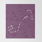 Scorpio Zodiac Star Constellation Line Art Mauve Purple Throw Blanket Gallery Image 2