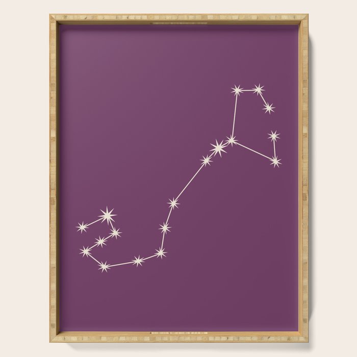 Scorpio Zodiac Star Constellation Line Art Mauve Purple Serving Tray Gallery Image 1