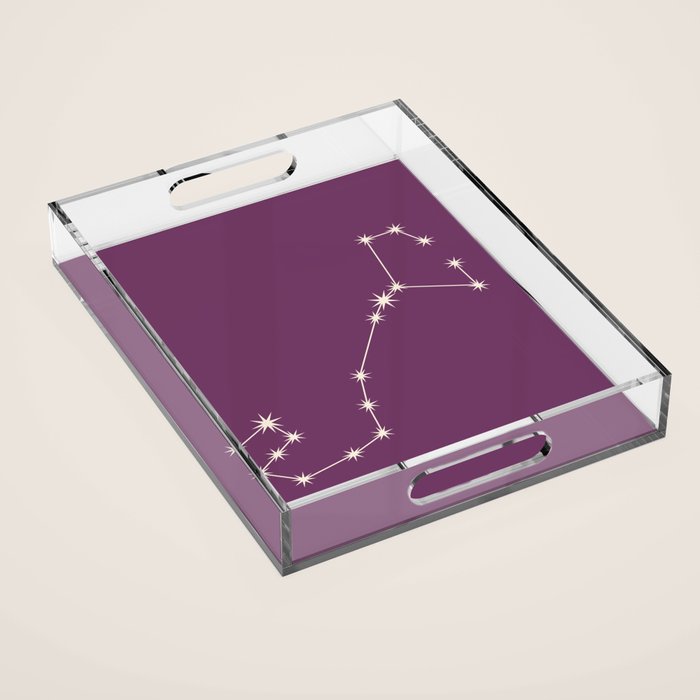 Scorpio Zodiac Star Constellation Line Art Mauve Purple Acrylic Tray Gallery Image 1
