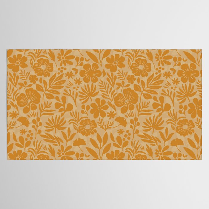 Charming Flower Shapes Amber Marigold Tablecloth Gallery Image 2