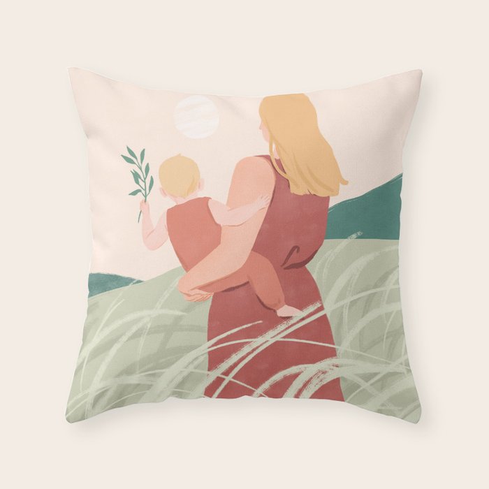 Field Stroll (Blond) Throw Pillow Gallery Image 6