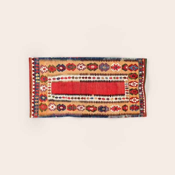 Obruk  Antique Konya Turkish Kilim Print Bath Towel Gallery Image 1
