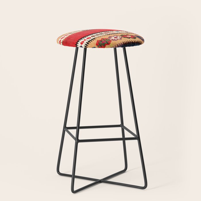 Obruk  Antique Konya Turkish Kilim Print Stool Gallery Image 1