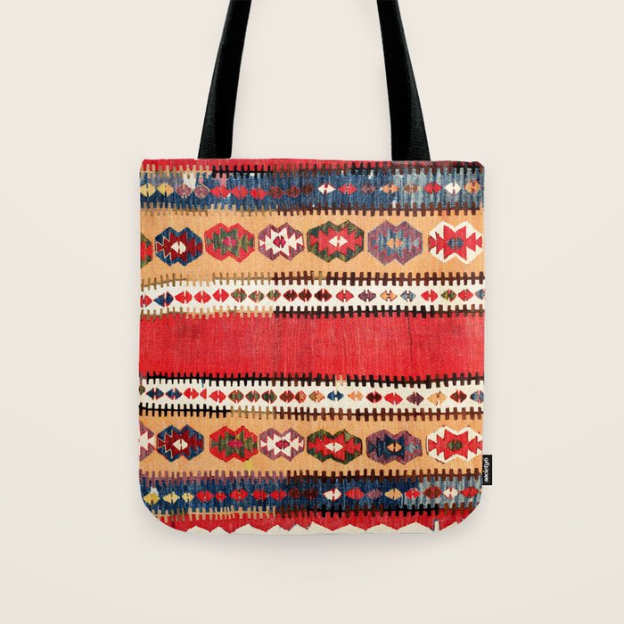 Obruk  Antique Konya Turkish Kilim Print Tote Bag Gallery Image 1