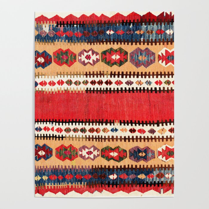 Obruk  Antique Konya Turkish Kilim Print Poster Gallery Image 1