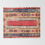 Obruk  Antique Konya Turkish Kilim Print Throw Blanket Gallery Image 2
