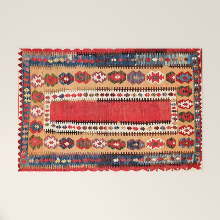 Obruk  Antique Konya Turkish Kilim Print Welcome Mat Gallery Image 1