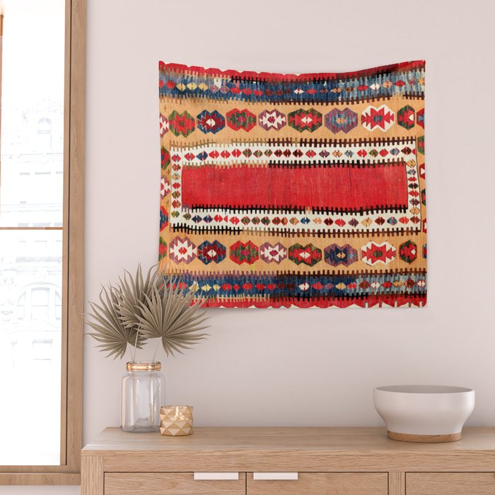 Obruk  Antique Konya Turkish Kilim Print Wall Tapestry Gallery Image 2