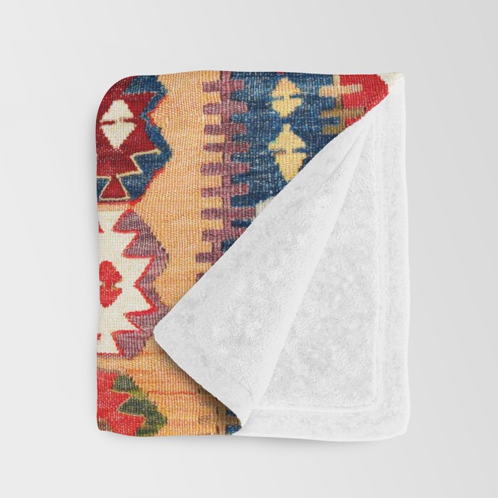 Obruk  Antique Konya Turkish Kilim Print Throw Blanket Gallery Image 3