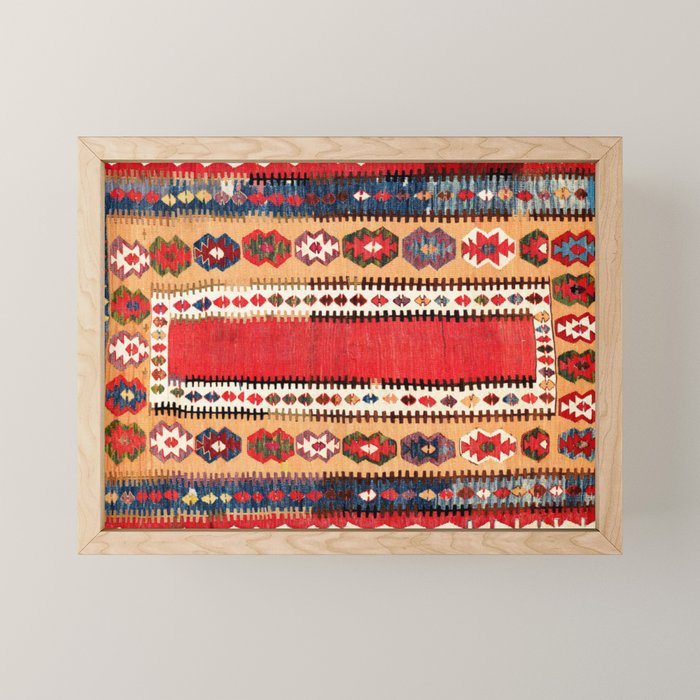 Obruk  Antique Konya Turkish Kilim Print Mini Art Print Gallery Image 1
