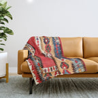 Obruk  Antique Konya Turkish Kilim Print Throw Blanket Gallery Image 1
