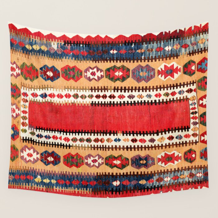 Obruk  Antique Konya Turkish Kilim Print Wall Tapestry Gallery Image 1
