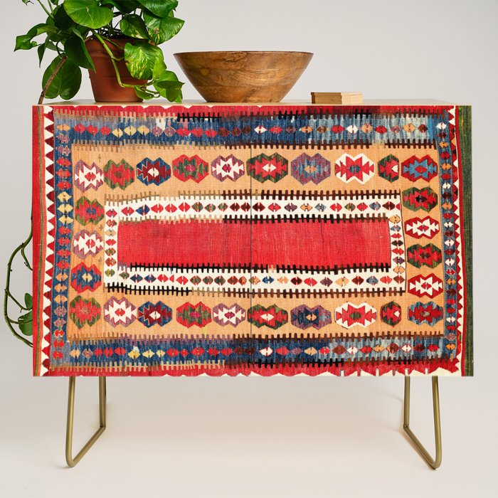 Obruk  Antique Konya Turkish Kilim Print Credenza Gallery Image 1