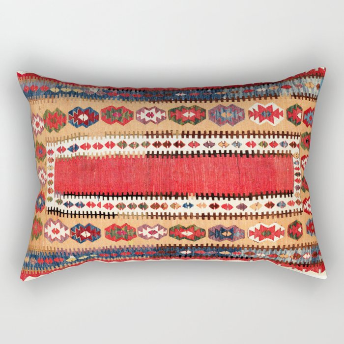 Obruk  Antique Konya Turkish Kilim Print Rectangular Pillow Gallery Image 1