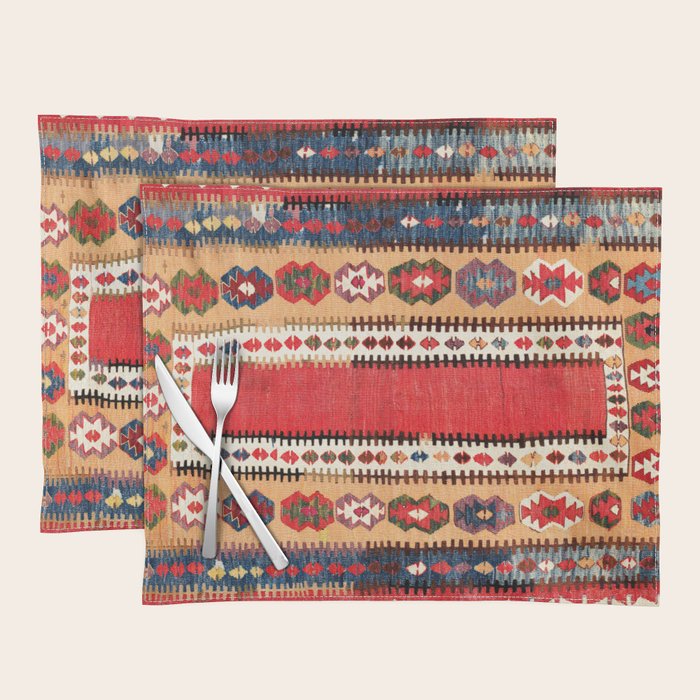 Obruk  Antique Konya Turkish Kilim Print Placemat Gallery Image 1