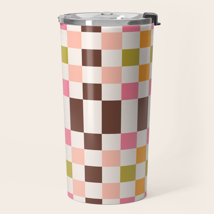 Checkerboard - Warm Colors Travel Mug Gallery Image 2