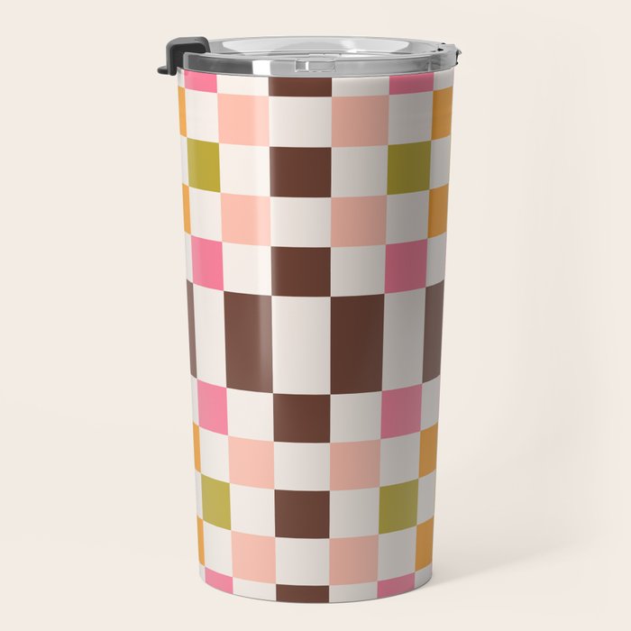 Checkerboard - Warm Colors Travel Mug Gallery Image 3