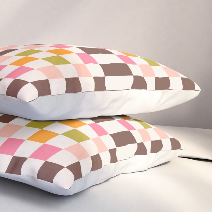 Checkerboard - Warm Colors Pillow Sham Gallery Image 3