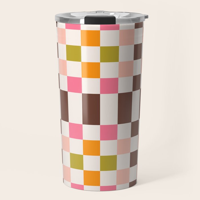 Checkerboard - Warm Colors Travel Mug Gallery Image 1