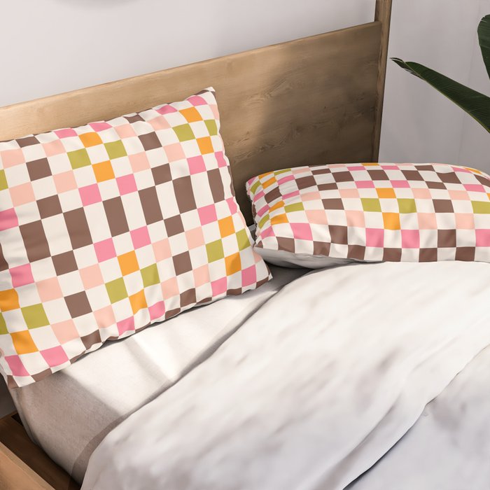 Checkerboard - Warm Colors Pillow Sham Gallery Image 2