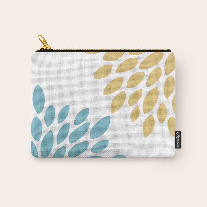 Duo Floral Prints, Yellow and Teal, Design Prints Carry All Pouch Gallery Image 1