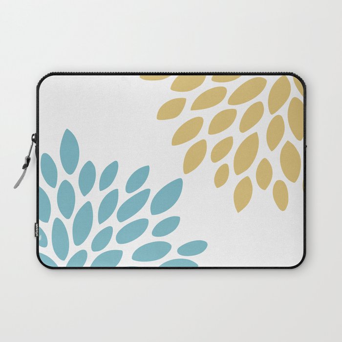 Duo Floral Prints, Yellow and Teal, Design Prints Laptop Sleeve Gallery Image 1